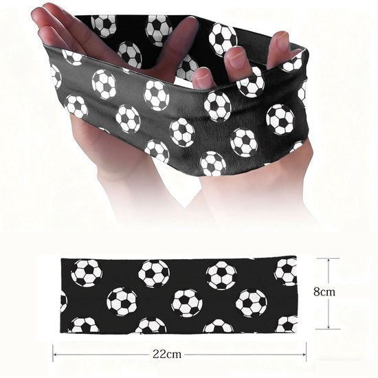 Football Themed Headband - Stretchy Printed Headband - Set of 6 - Sporty, Sweat-Wicking & Breathable - Wide-Brim Hair Accessory - Image 2