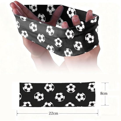Football Themed Headband - Stretchy Printed Headband - Set of 6 - Sporty, Sweat-Wicking & Breathable - Wide-Brim Hair Accessory - Image 2