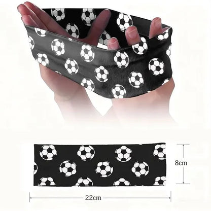Football Themed Headband - Stretchy Printed Headband - Set of 6 - Sporty, Sweat-Wicking & Breathable - Wide-Brim Hair Accessory - Image 2