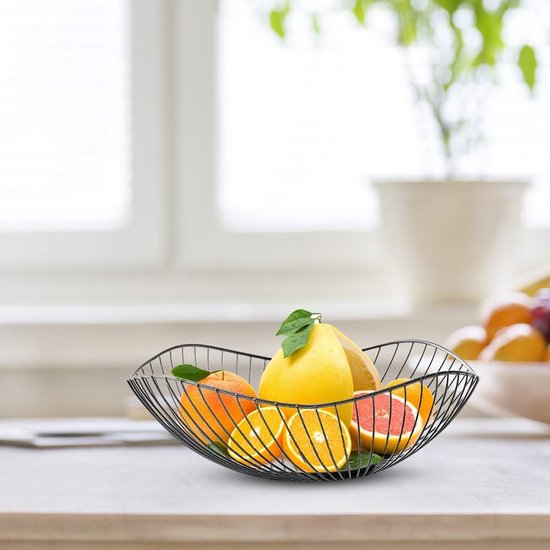 Fruit basket - fruit bowl - metal fruit bowl - 1 fruit basket - fruit basket - wire fruit basket - suitable for fruit, vegetables, groceries and decoration (black) - Image 3