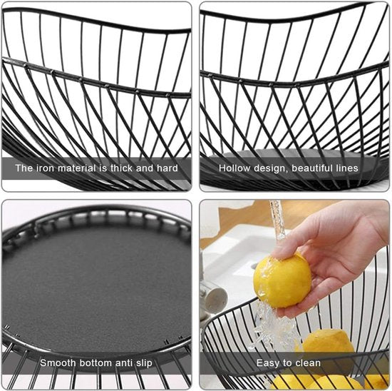 Fruit basket - fruit bowl - metal fruit bowl - 1 fruit basket - fruit basket - wire fruit basket - suitable for fruit, vegetables, groceries and decoration (black) - Image 6