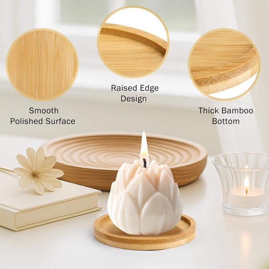 Coasters - Set of 8 - Round coasters - Wooden coasters - Suitable for water glasses, ornaments, candles, potted plants, etc. - Image 2