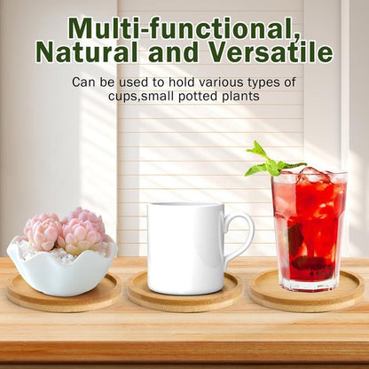 Coasters - Set of 8 - Round coasters - Wooden coasters - Suitable for water glasses, ornaments, candles, potted plants, etc. - Image 3