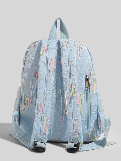 Backpack – Stylish and practical lightweight backpack – With two zippered compartments and adjustable shoulder strap – Fashionable design for girls, children and adults – White - Image 5