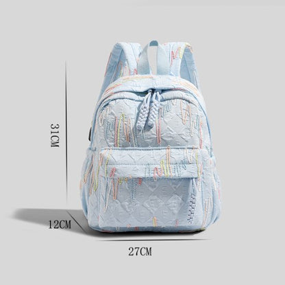 Backpack – Stylish and practical lightweight backpack – With two zippered compartments and adjustable shoulder strap – Fashionable design for girls, children and adults – White - Image 6