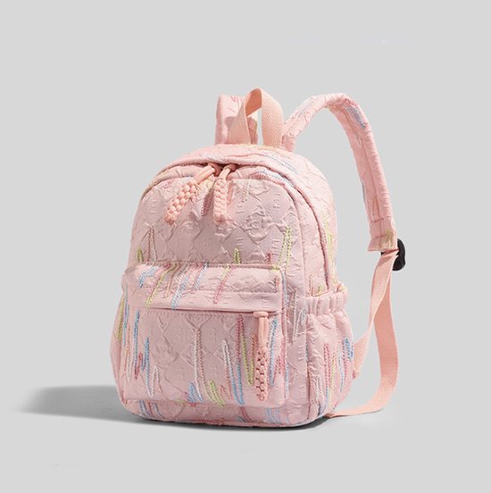 Backpack – Stylish and practical lightweight backpack – With two zippered compartments and adjustable shoulder strap – Fashionable design for girls, children and adults – Pink - Image 2