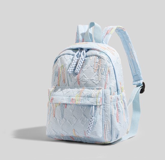 Backpack – Stylish and practical lightweight backpack – With two zippered compartments and adjustable shoulder strap – Fashionable design for girls, children and adults – Blue - Image 2