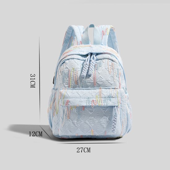 Backpack – Stylish and practical lightweight backpack – With two zippered compartments and adjustable shoulder strap – Fashionable design for girls, children and adults – Blue - Image 6