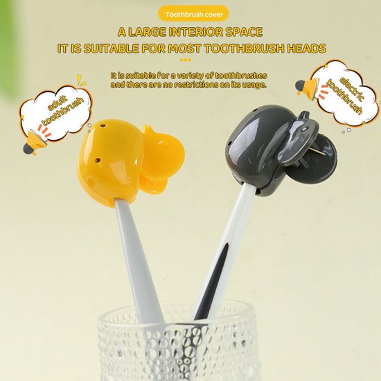 Set of 10 Toothbrush Holders - Portable Toothbrush Protectors - Clip-on Toothbrush Head Covers - Cute Duck Design - Image 4