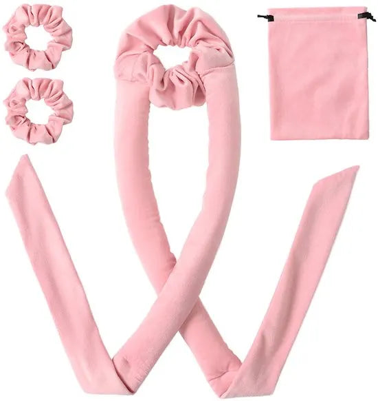3-Piece Hair Rollers - Curling Iron for Women - Includes Storage Bag - Creates Long-Lasting Curls Without Heat (Pink)