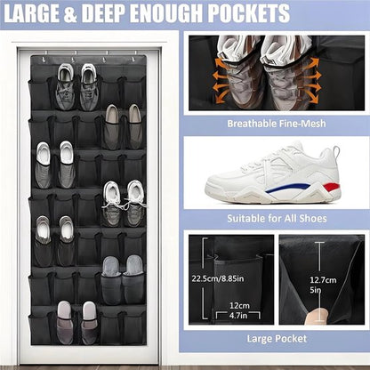 Shoe rack with 24 compartments - Made of sturdy and durable Oxford cloth - Can be hung on a door - Suitable for wardrobes with mesh walls - White - Image 3