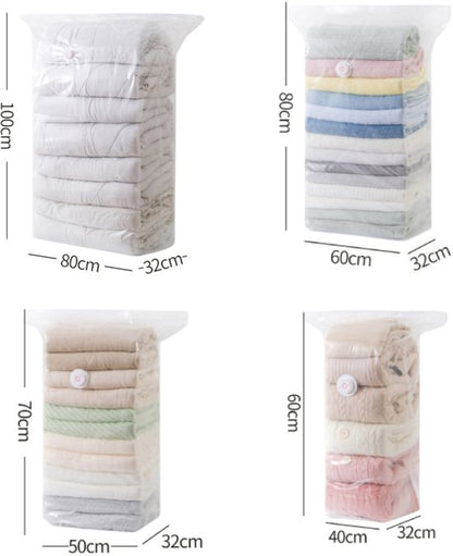 4-Piece Clothing Storage Bags - Compression Bags - Vacuum Bags for Sealing Blankets - Suitable for Travel Clothes - Reusable - Space-Saving - With Manual Press or Air Pump - Suitable for Clothes, Pillows, Duvets and Bed Linen - Image 2