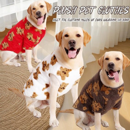 Dog Coat - Cute Bear Pattern - Plush Dog Vest - Winter Dog Coats - Dog Coat - Suitable for medium to large dogs weighing 20-25 kg - Coffee Brown - Image 4