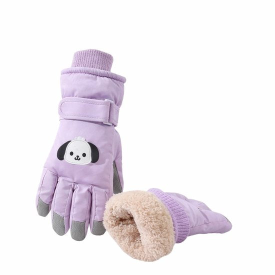 Gloves - Children's Gloves - Children's Ski Gloves - Touchscreen Gloves - Windproof - Warm - Suitable for children from 8 to 14 years in winter - Purple - Image 3