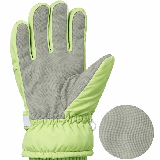 Gloves - Children's Gloves - Children's Ski Gloves - Touchscreen Gloves - Windproof - Warm - Suitable for children from 8 to 14 years in winter - Light green - Image 2