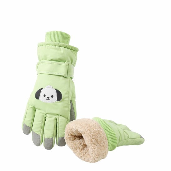 Gloves - Children's Gloves - Children's Ski Gloves - Touchscreen Gloves - Windproof - Warm - Suitable for children from 8 to 14 years in winter - Light green - Image 3