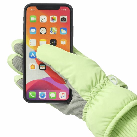 Gloves - Children's Gloves - Children's Ski Gloves - Touchscreen Gloves - Windproof - Warm - Suitable for children from 8 to 14 years in winter - Light green - Image 4