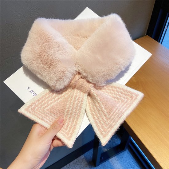 Women's Scarf - Women's Winter Scarf - Thick - Warm - Short Scarves - Plush Cross Scarves - Neck Scarves - Ultra Soft - 75x10 cm - Pink - Image 2