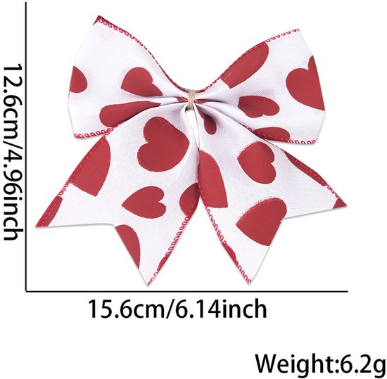 Valentine's Day Decorations - Heart Print Bows - Set of 3 - Wedding Gift Accessories - Handmade Linen Heart Bows - Image 6