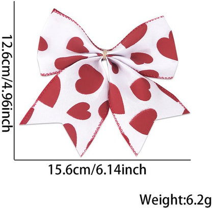 Valentine's Day Decorations - Heart Print Bows - Set of 3 - Wedding Gift Accessories - Handmade Linen Heart Bows - Image 6