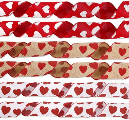 Valentine's Day Ribbons - 3 Rolls - Handmade Ribbons - Heart Pattern - Natural Texture - Suitable for Wrapping Flowers and Party Decorations （10m） - Image 2