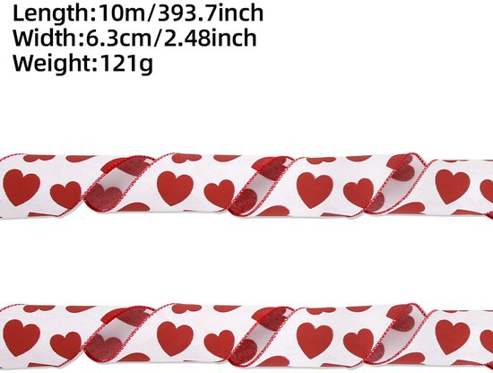 Valentine's Day Ribbons - 3 Rolls - Handmade Ribbons - Heart Pattern - Natural Texture - Suitable for Wrapping Flowers and Party Decorations （10m） - Image 4