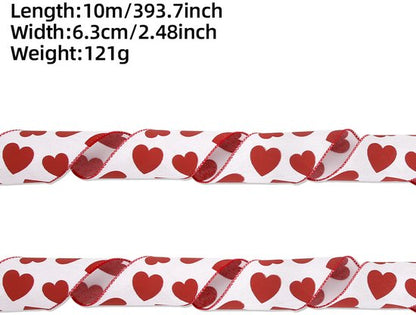 Valentine's Day Ribbons - 3 Rolls - Handmade Ribbons - Heart Pattern - Natural Texture - Suitable for Wrapping Flowers and Party Decorations （10m） - Image 4
