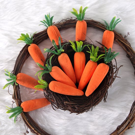Easter Decorations - Realistic Carrot Figures - Pack of 12 - Mini Foam Carrots 7cm - Party Decorations - Image 6