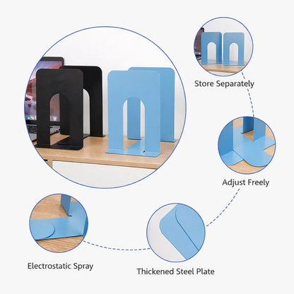 Bookends - Metal - Iron Bookshelves - To be used for supporting books and organizing your desk - 2 Pieces - 13 × 15 × 16.5 cm - Blue - Image 6