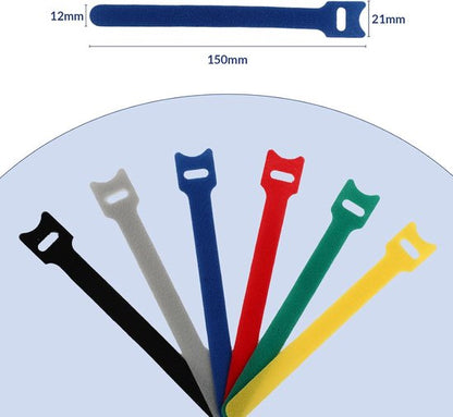 Cable Clips - 120 Pieces - Reusable Cable Ties - Cable Ties for Data Cable Management - Ideal for Cable Management in the Home, Office, Garden and More - Available in 6 Mixed Colors - Image 5