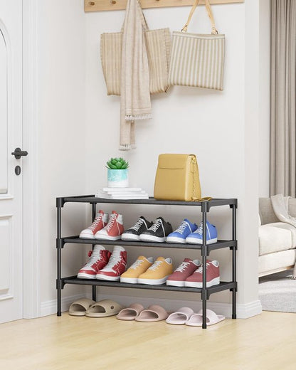 Shoe Rack - 3-Tier Storage Rack - Stackable - 27.5 Inch Wide - Black - Image 4