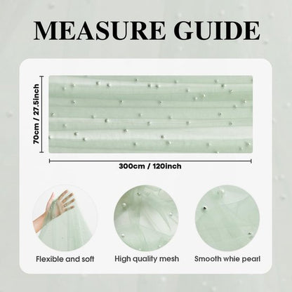 Light Green Table Veil with White Pearls - Silky Gauze 30x120 Inches - For Weddings, Parties & Table Decorations - Image 7
