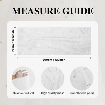 White Table Veil with White Pearls - Silky Gauze 30x120 Inches - For Weddings, Parties & Table Decorations - Image 7