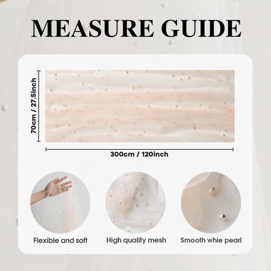 Pink Table Veil with White Pearls - Silky Gauze 30x120 Inches - For Weddings, Parties & Table Decorations - Image 7