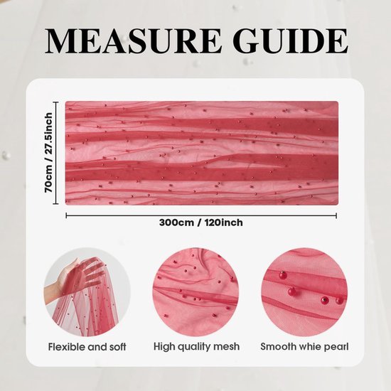 Red Table Veil with White Pearls - Silky Gauze 30x120 Inches - For Weddings, Parties & Table Decorations - Image 7