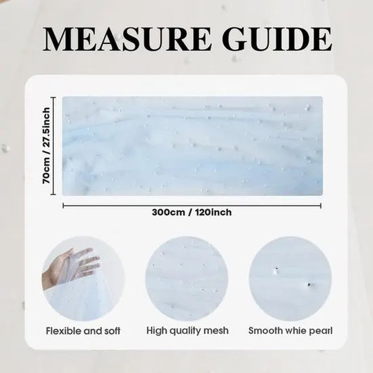 Light Blue Table Veil with White Pearls - Silky Gauze 30x120 Inches - For Weddings, Parties & Table Decorations - Image 7