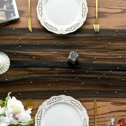 Black Table Veil with White Pearls - Silky Gauze 30x120 Inches - For Weddings, Parties & Table Decorations - Image 2