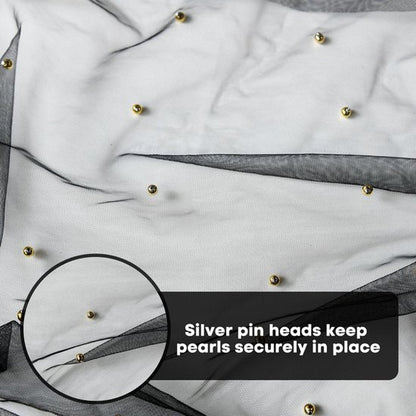 Black Table Veil with White Pearls - Silky Gauze 30x120 Inches - For Weddings, Parties & Table Decorations - Image 5