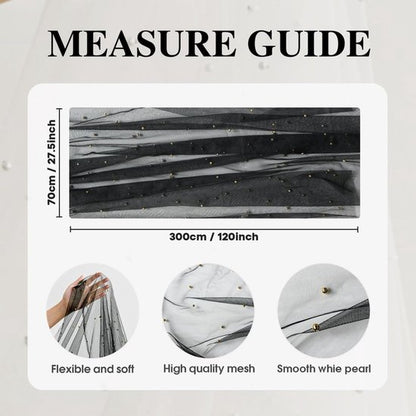 Black Table Veil with White Pearls - Silky Gauze 30x120 Inches - For Weddings, Parties & Table Decorations - Image 7