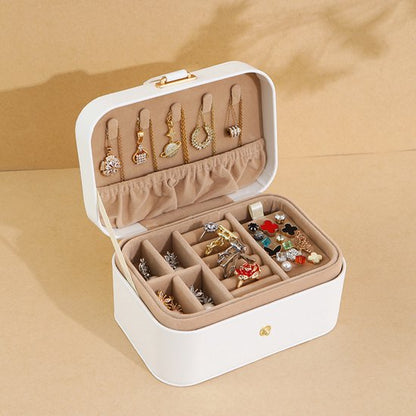 Travel Jewelry Case - 2 Layers with Velvet & Detachable Compartments - For Necklaces, Earrings & Bracelets - Black - Image 4
