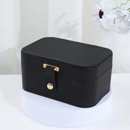 Travel Jewelry Case - 2 Layers with Velvet & Detachable Compartments - For Necklaces, Earrings & Bracelets - Black - Image 7