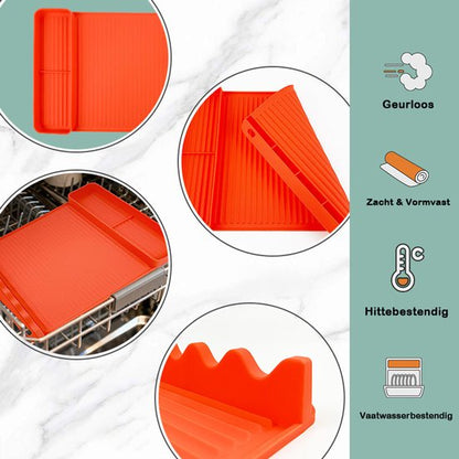 Silicone BBQ Grill Mat - 8-Slot Mat with Drip Tray - Heat-Resistant and Dishwasher-Safe - 40x27 cm - Orange - Image 3