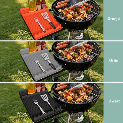 Silicone BBQ Grill Mat - 8-Slot Mat with Drip Tray - Heat-Resistant and Dishwasher-Safe - 40x27 cm - Orange - Image 5