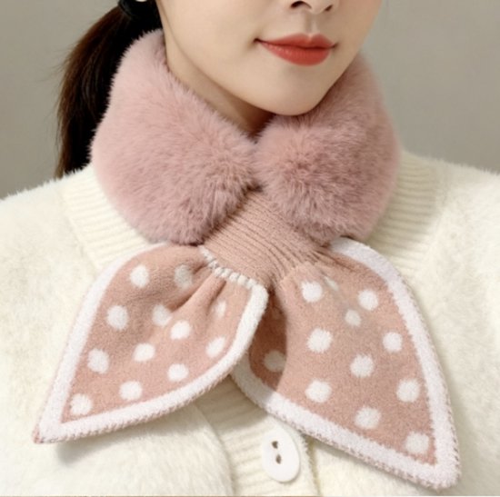 Warm scarf for autumn and winter - Soft and comfortable women's scarf with dotted pattern - Fashionable and versatile winter scarf for everyday use（Pink） - Image 4