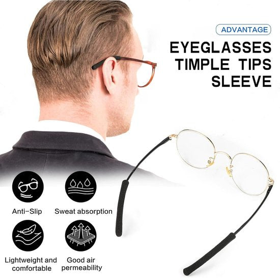 Ear cushions for glasses - Ear hooks for glasses - Soft knitted cotton - Temple protectors - Temple cushions - Anti-slip (2 pairs black) - Image 3