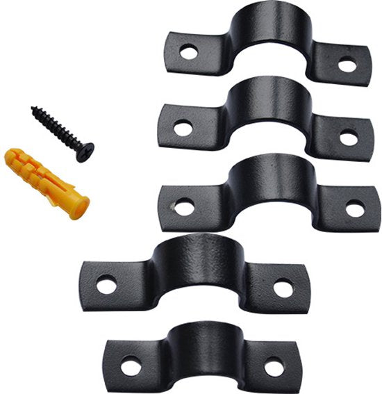 Black U-Clamp - Metal Pipe Clamp - Double Hole Pipe Clamp DIY - U-Shaped Bracket (6 Pcs) (1/2 Inch) - Image 3