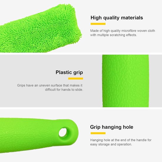 Brushes - Set of 2 soft microfiber metal-free car rim and wheel brushes - Scratch-free tire brushes - for cleaning wheels - Universal accessory for washing car tires (orange and green) - Image 2