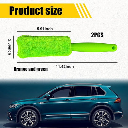 Brushes - Set of 2 soft microfiber metal-free car rim and wheel brushes - Scratch-free tire brushes - for cleaning wheels - Universal accessory for washing car tires (orange and green) - Image 4