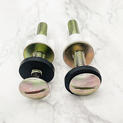 2-Piece Universal Toilet Seat Bolt and Screw Set - Heavy Duty Toilet Seat Hinge - With White Plastic Nut - Metal and Rubber Washers - Replacement parts for top-mounted toilet seat hinge - Image 3