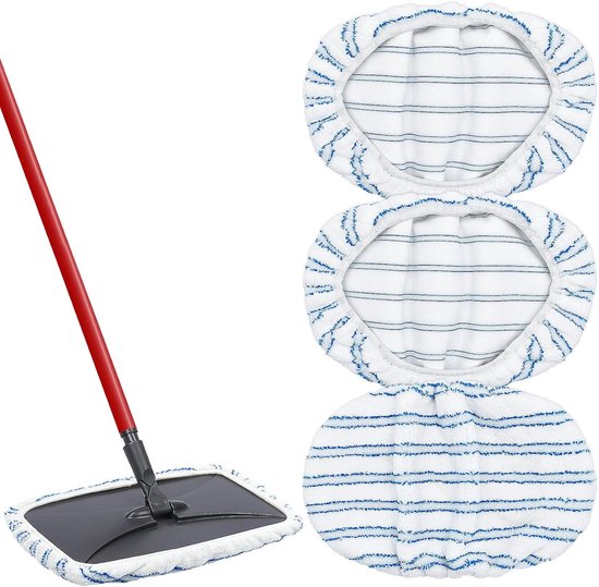 Mop Pads - 3-pack mop refills - 15 x 8 inch flat dust mop head pads